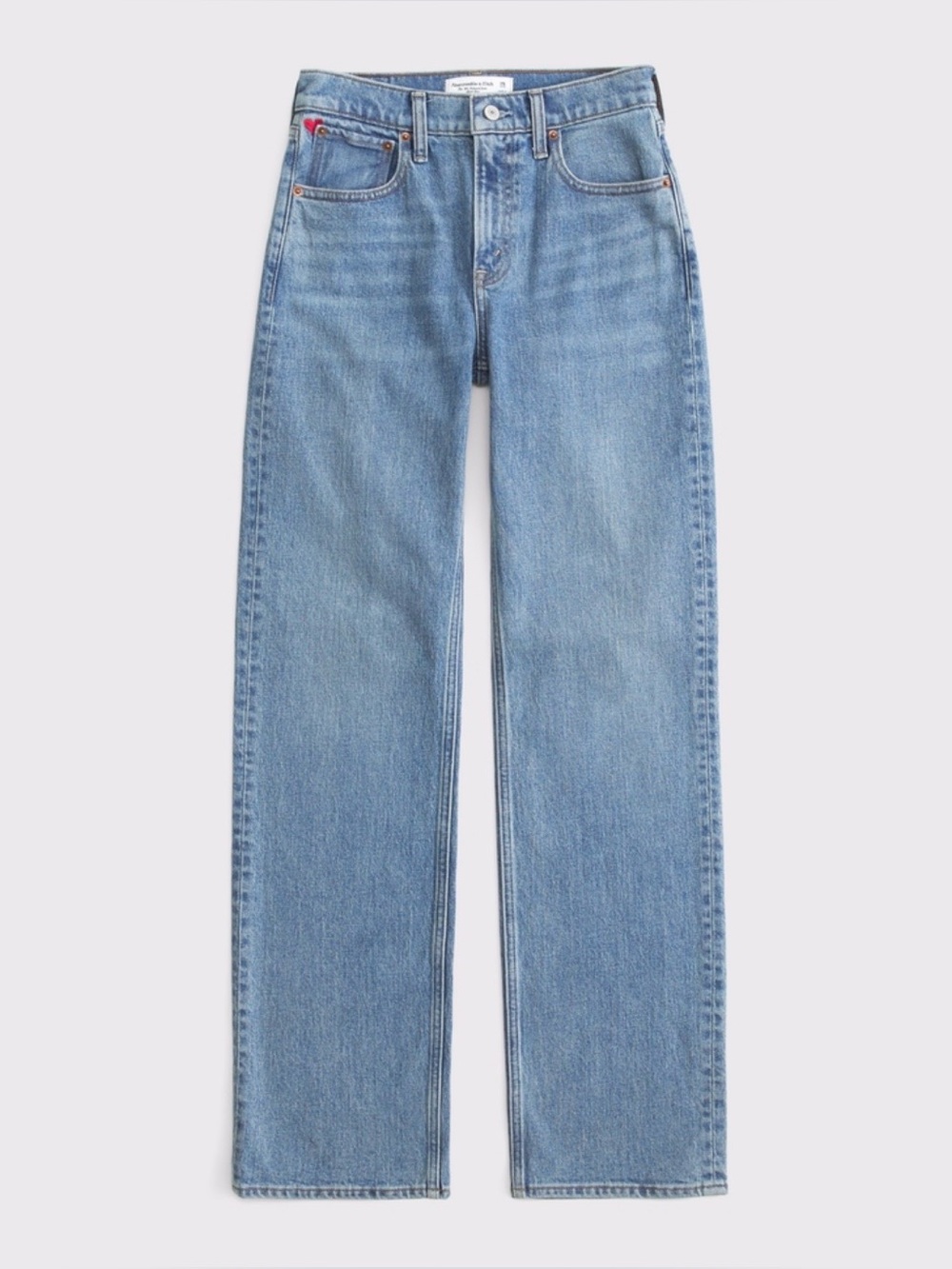 Abercrombie High Rise 90s Relaxed Jean Embroidered Heart Size 28 NWT